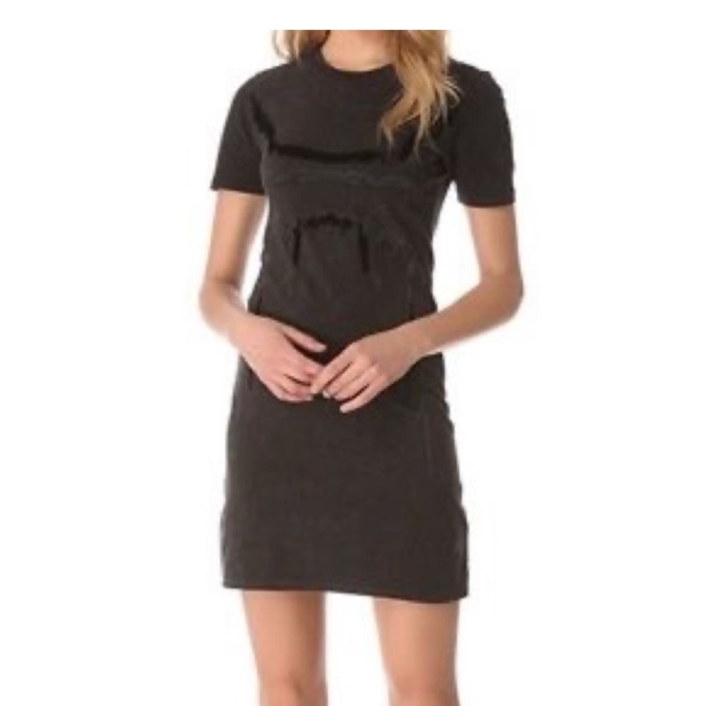 theory knit dress T-style made in USA grey & black